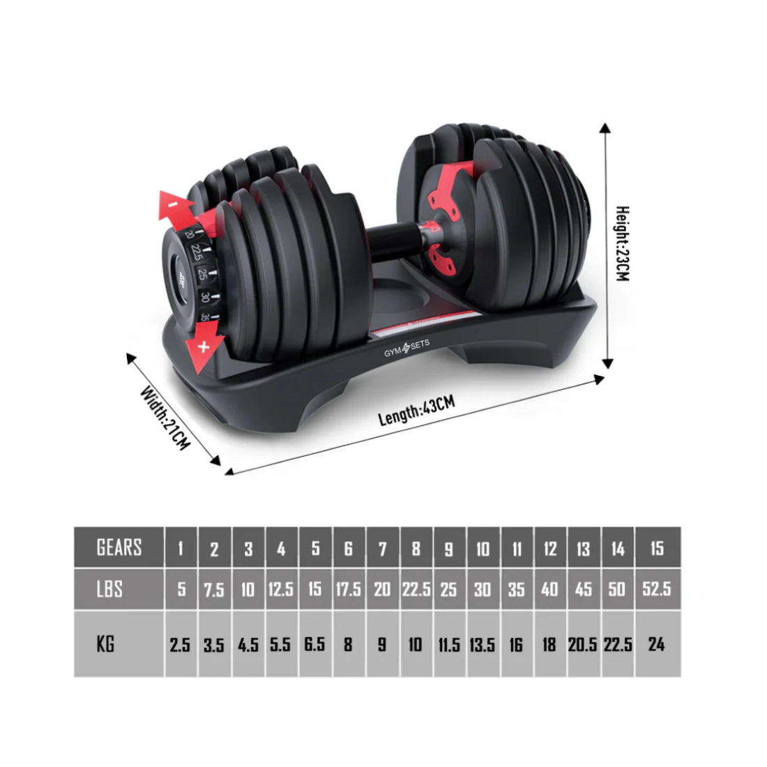2X Adjustable Dumbbell Set 2.5-24kg Pair of DB Weights For Home Gym