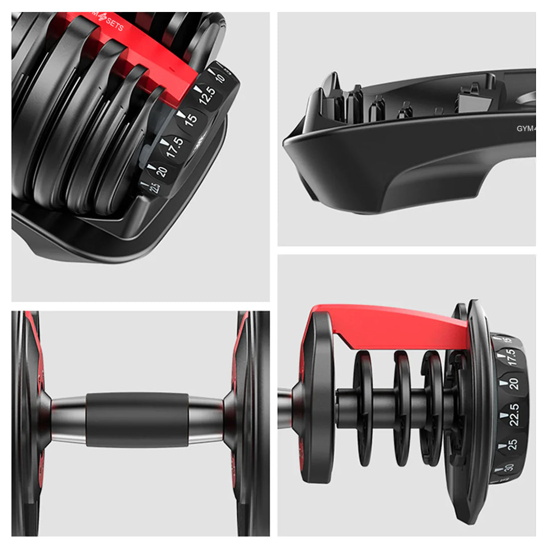 2X Adjustable Dumbbell Set 2.5-24kg Pair of DB Weights For Home Gym