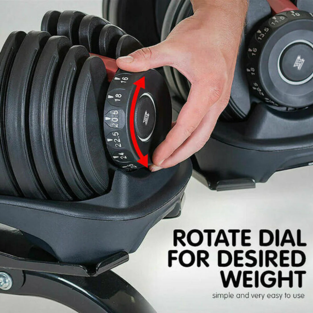 2X Adjustable Dumbbell Set 2.5-24kg Pair of DB Weights For Home Gym