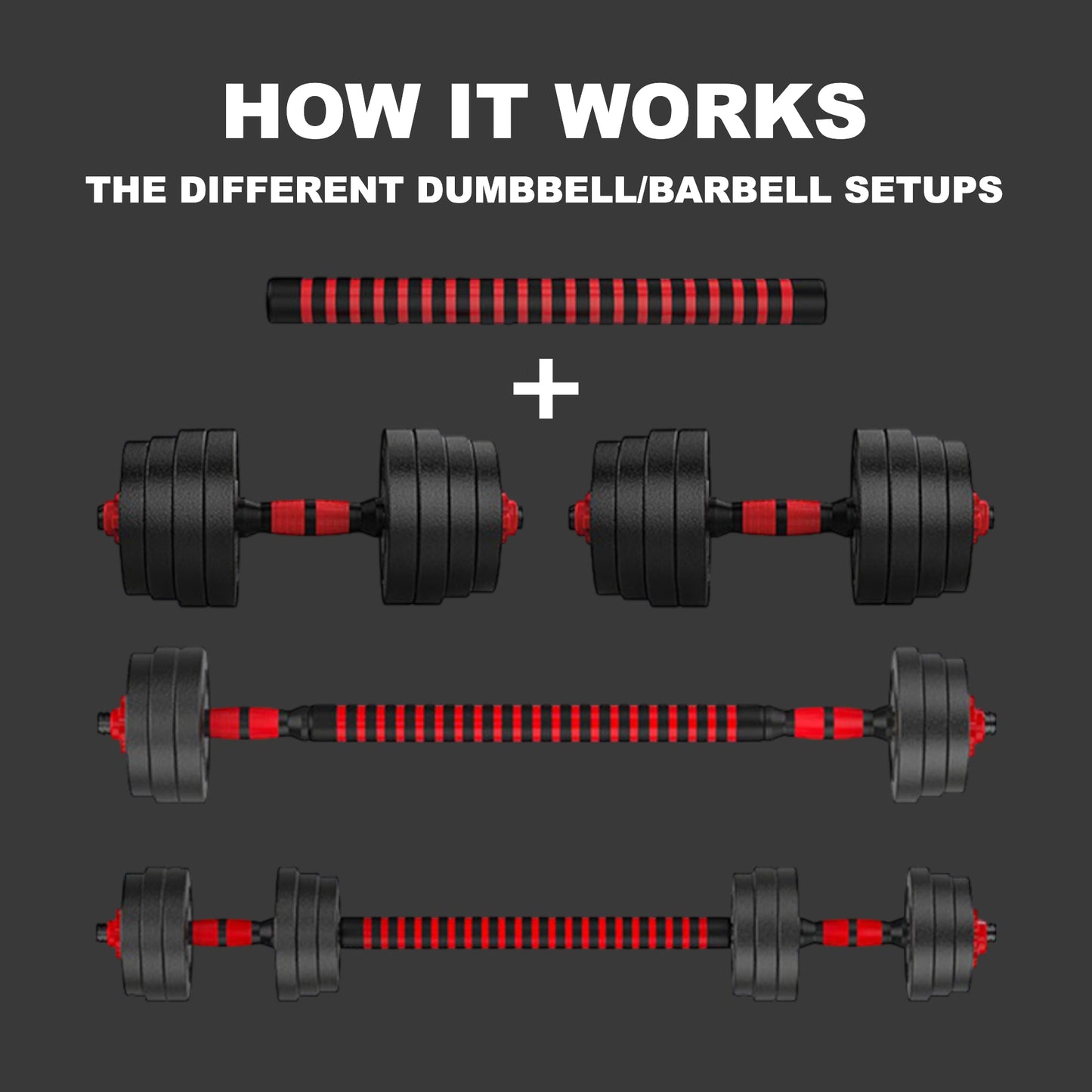 GymSets Adjustable Dumbbell Barbell Set