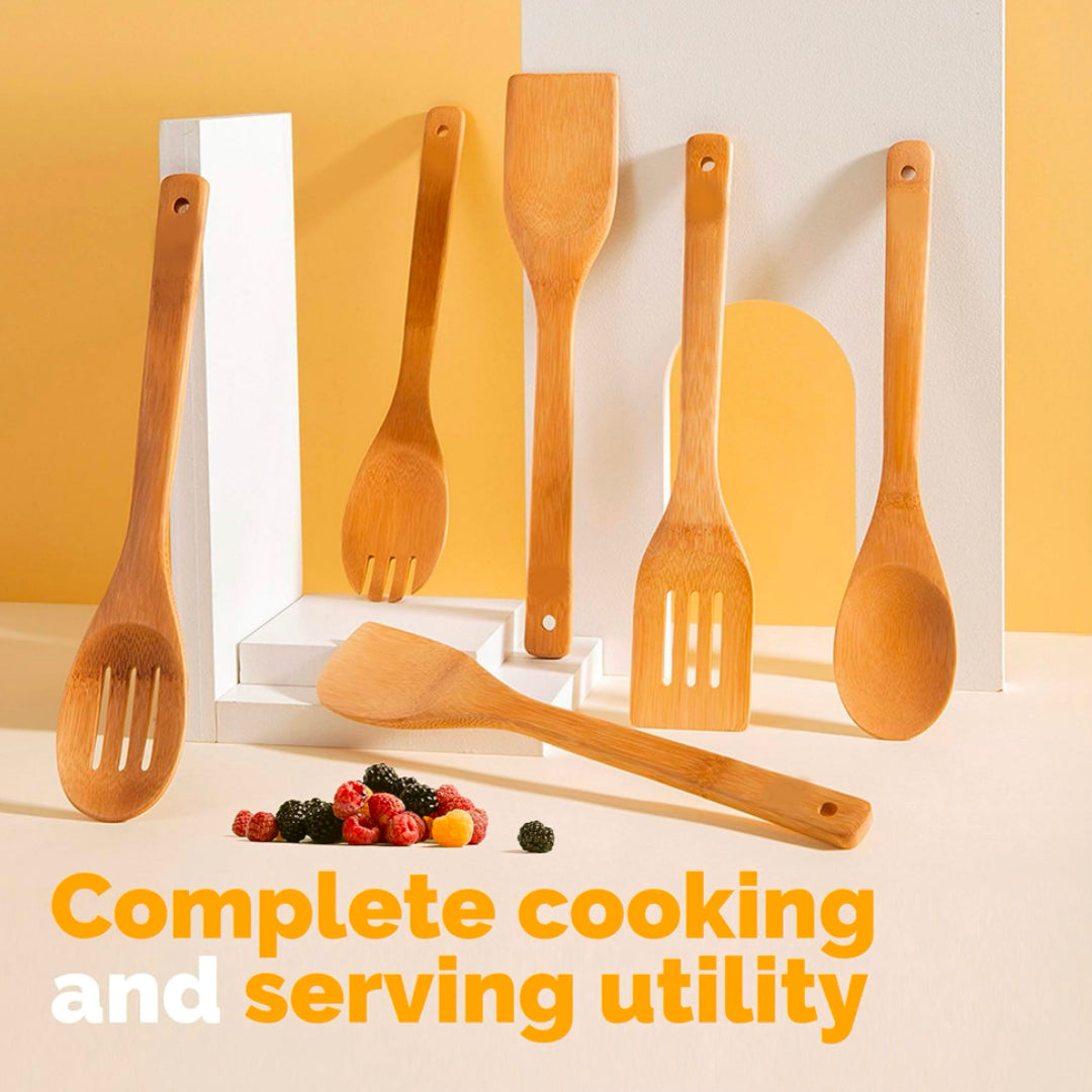 Bamboo Wood Cooking Utensils & Gadgets Spoons Set Kitchen Wooden Tool