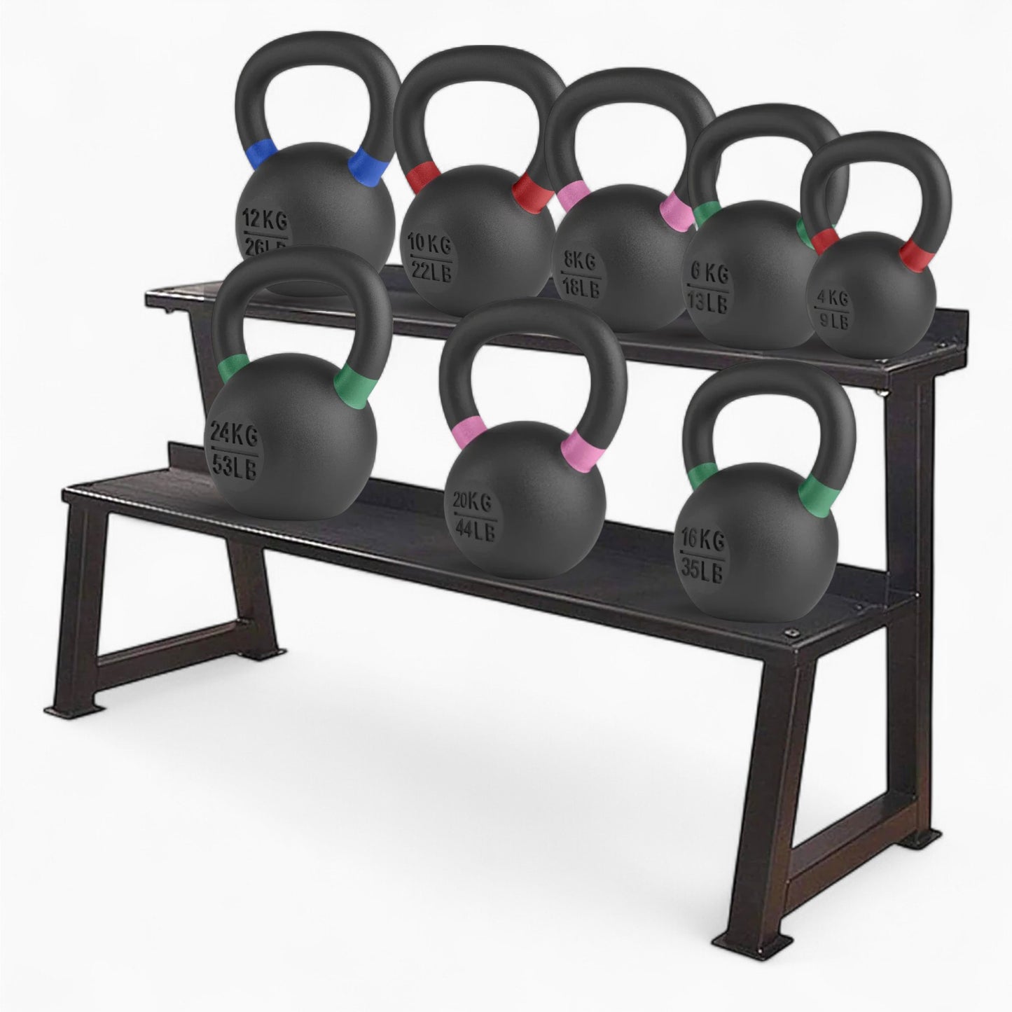 GymSets Commercial Kettlebell Rack Cast Iron Kettlebell Set 2kg - 40kg