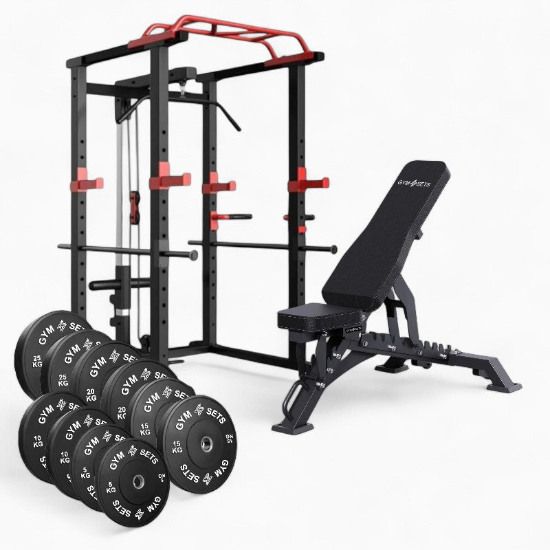 GymSets Power Cage Functional Trainer Combo Compact Home Gym Rack