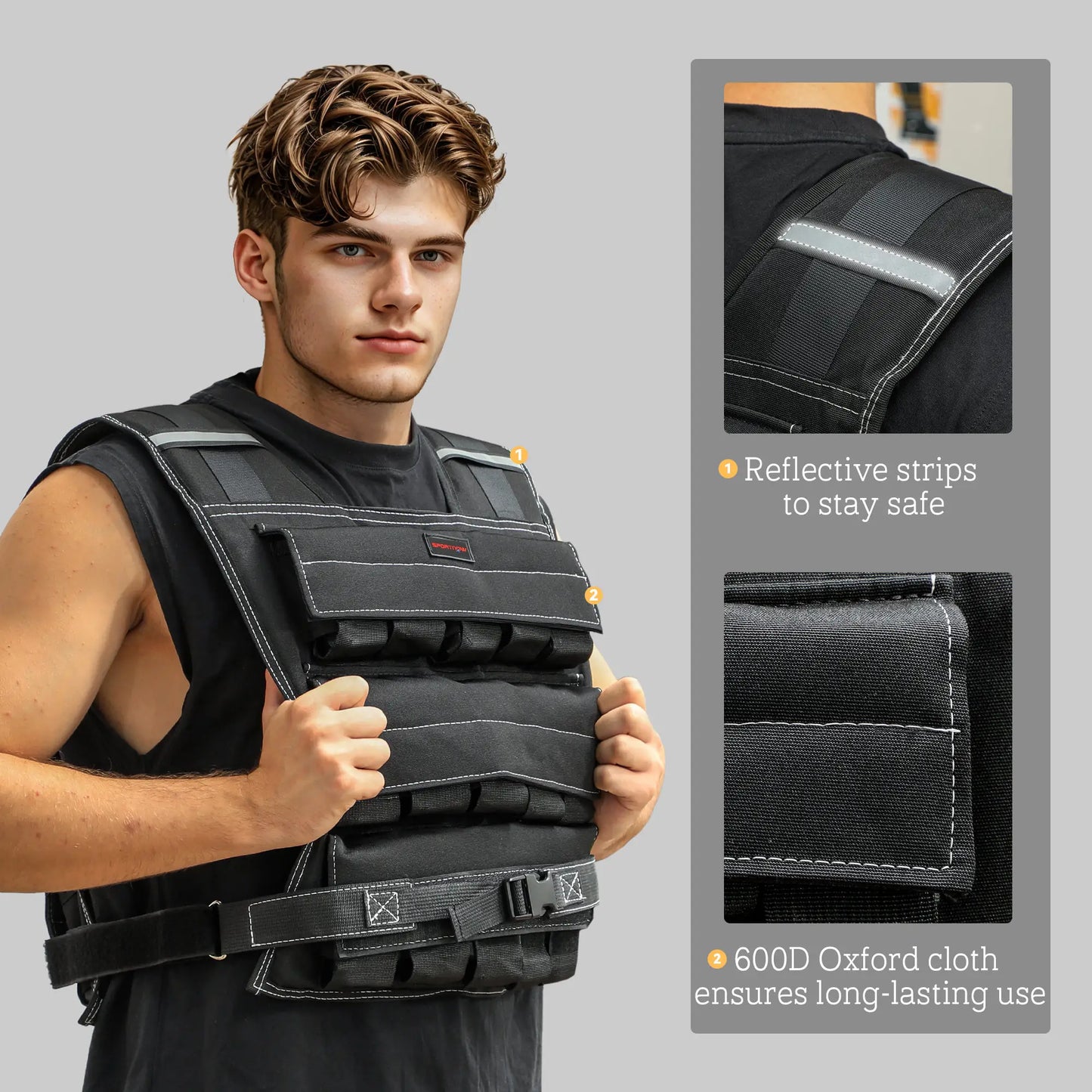 Gymsets Weighted Vest Features Adjustable Weight, Secure Fit, Durable Design, Enhanced Visibility, Comfortable Training And Versatile Use For All Fitness Levels