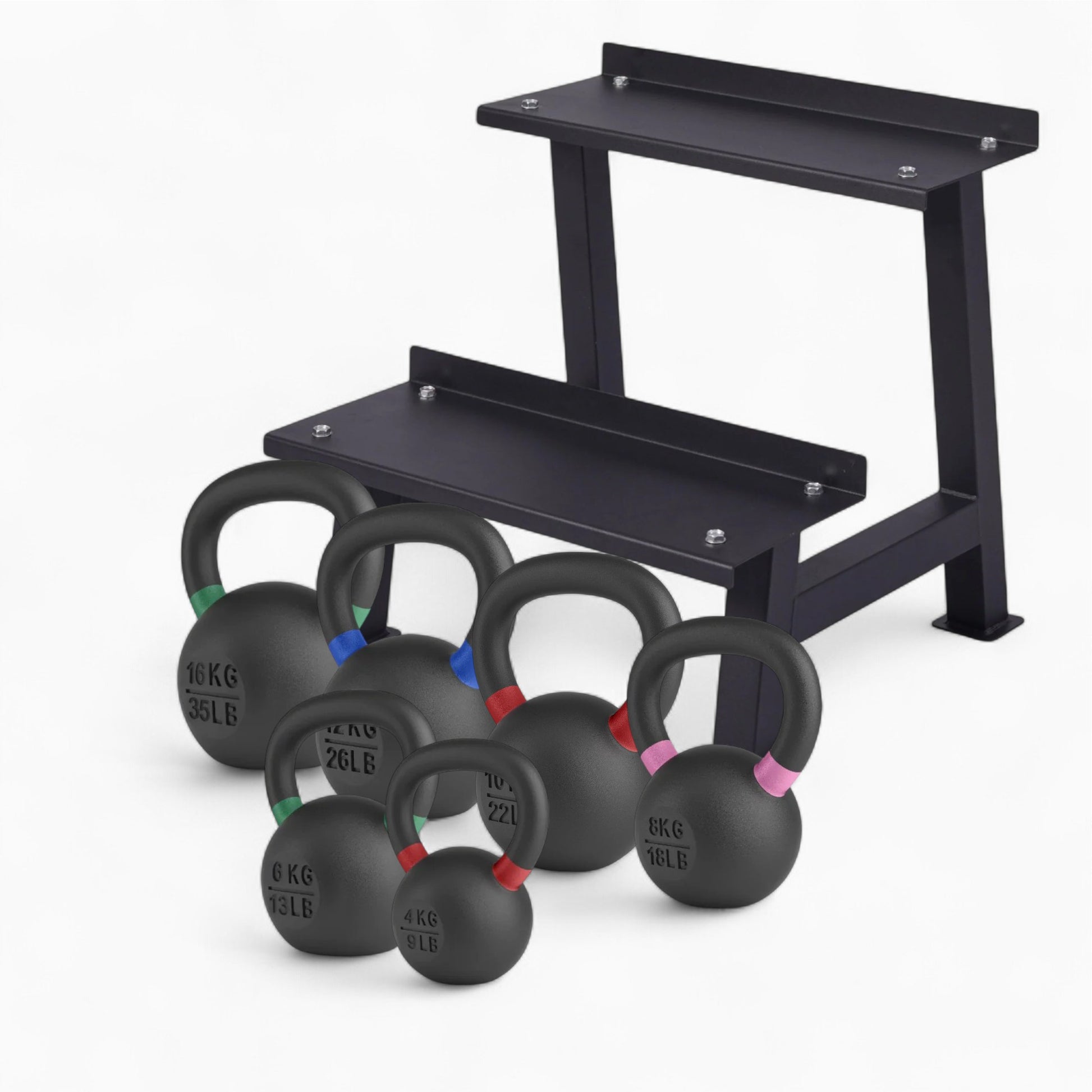 Kettlebell Storage Rack - Keep Weights Organised! Small & Large 2-Tier Shelf Stand for Easy Access, Durable Design & Space-Saving Gym Setup. Buy Now.
