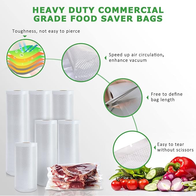 Vacuum Seal Roll Pack And Packaging for Sealer Bags Up Heat Foodsaver