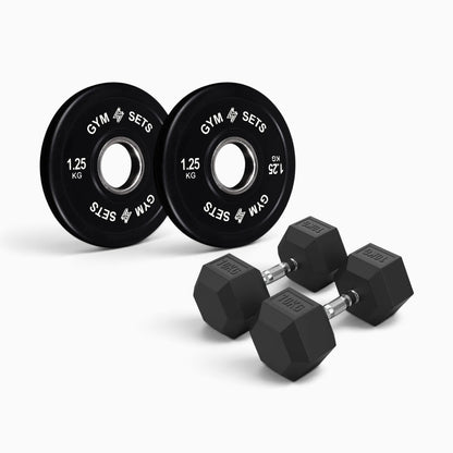 Olympic Bumper Plate & Hex Dumbbell Package