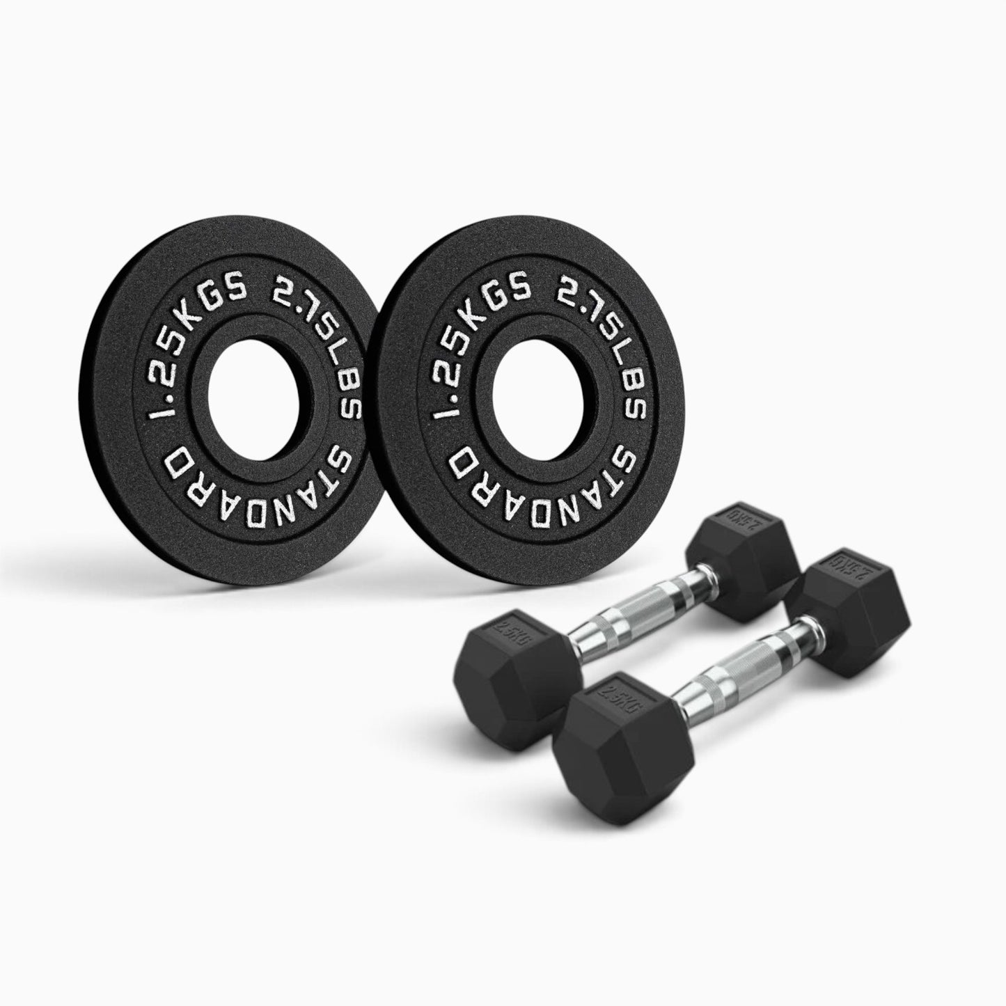 Cast Iron Plate & Hex Dumbbell Package