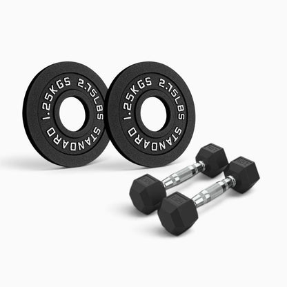 Cast Iron Plate & Hex Dumbbell Package