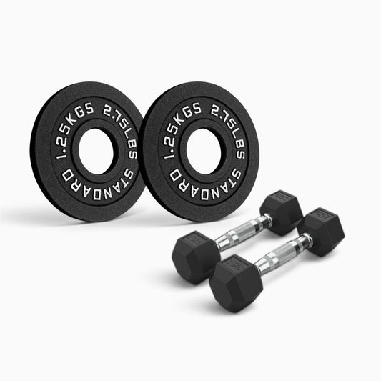 Cast Iron Plate & Hex Dumbbell Package