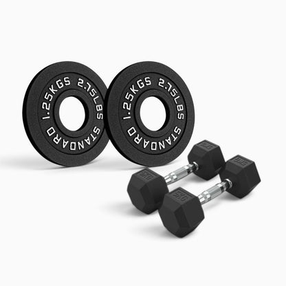 Cast Iron Plate & Hex Dumbbell Package