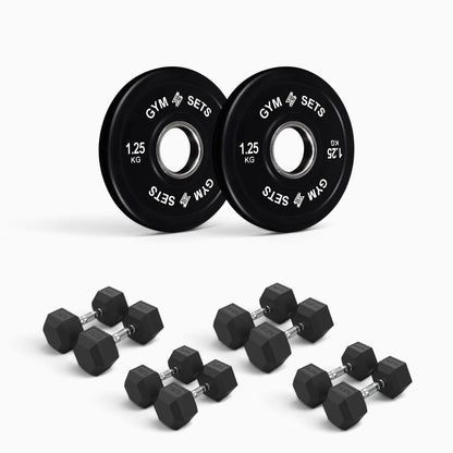 Olympic Bumper Plate & Hex Dumbbell Package