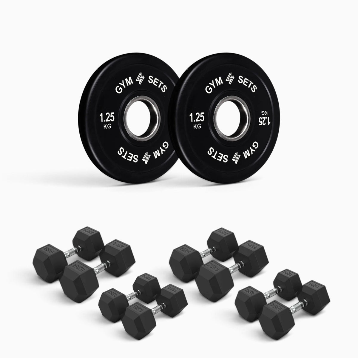 Olympic Bumper Plate & Hex Dumbbell Package