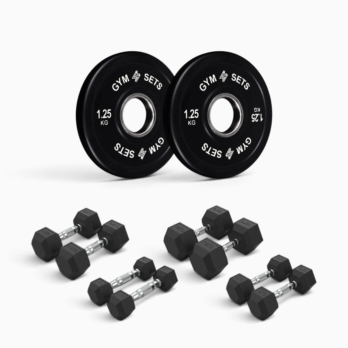 Olympic Bumper Plate & Hex Dumbbell Package