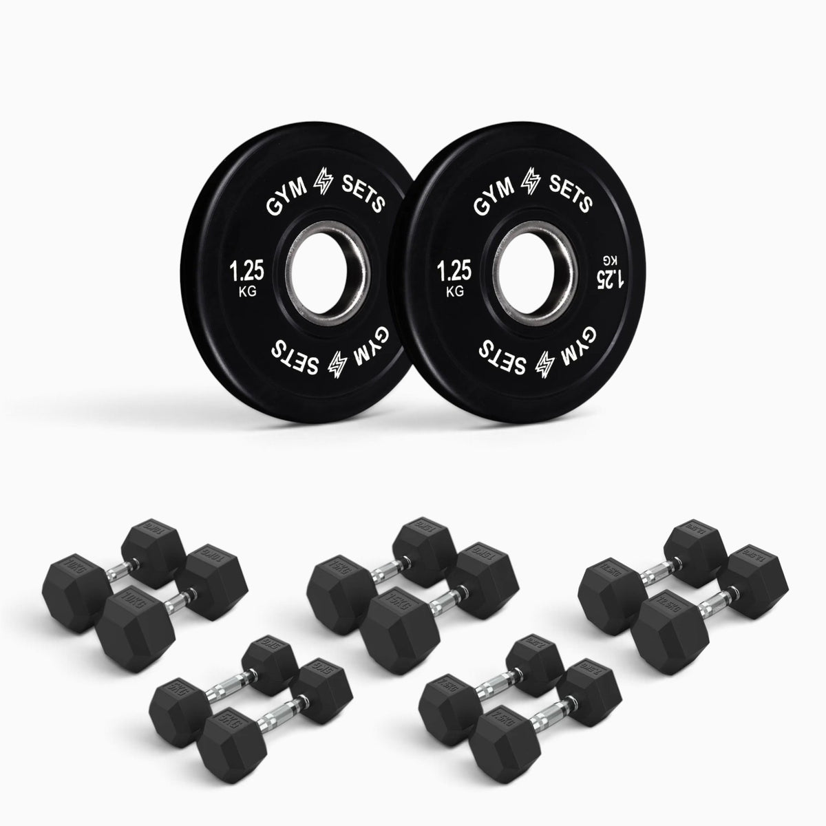 Olympic Bumper Plate & Hex Dumbbell Package