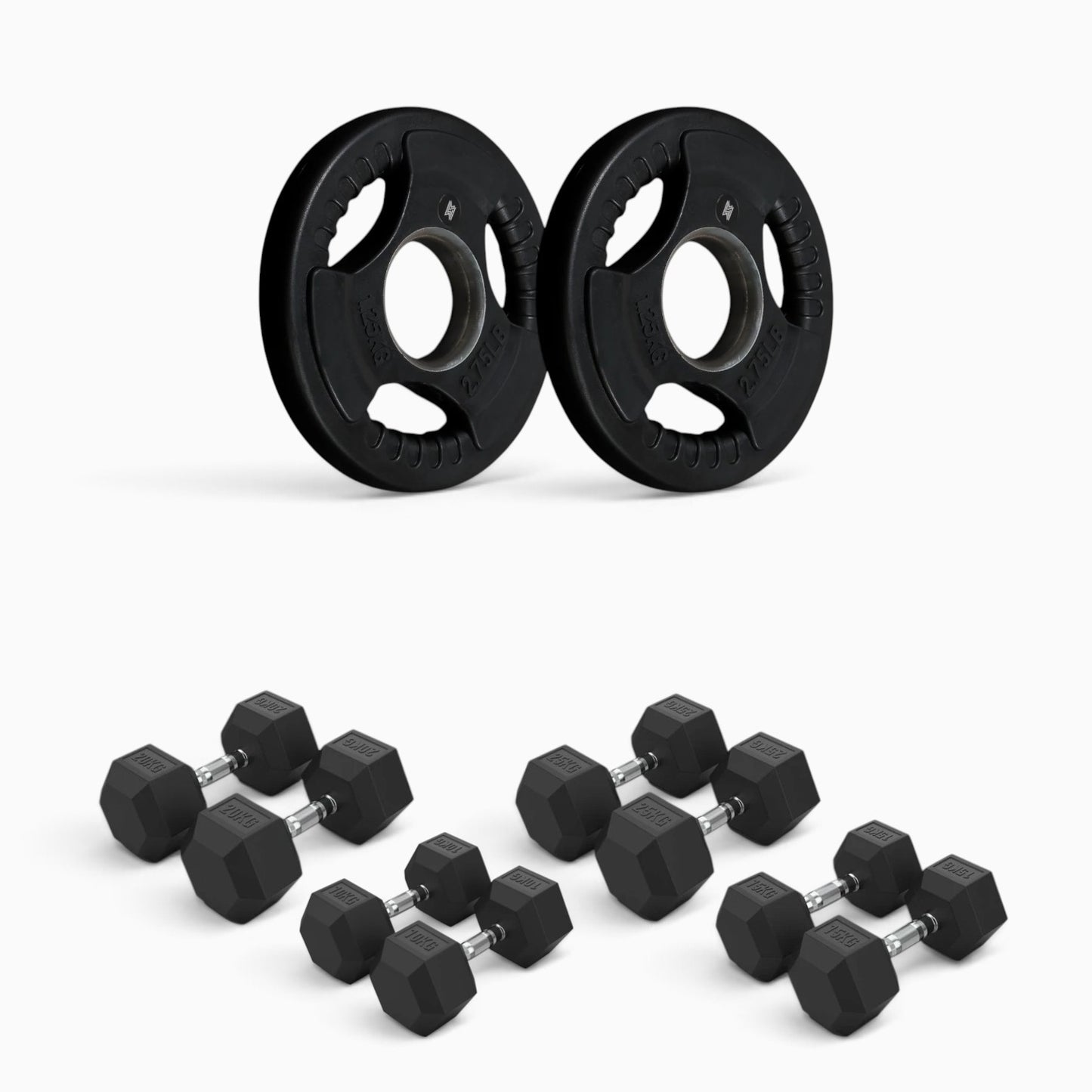 Tri Grip Plate & Dumbbell Package