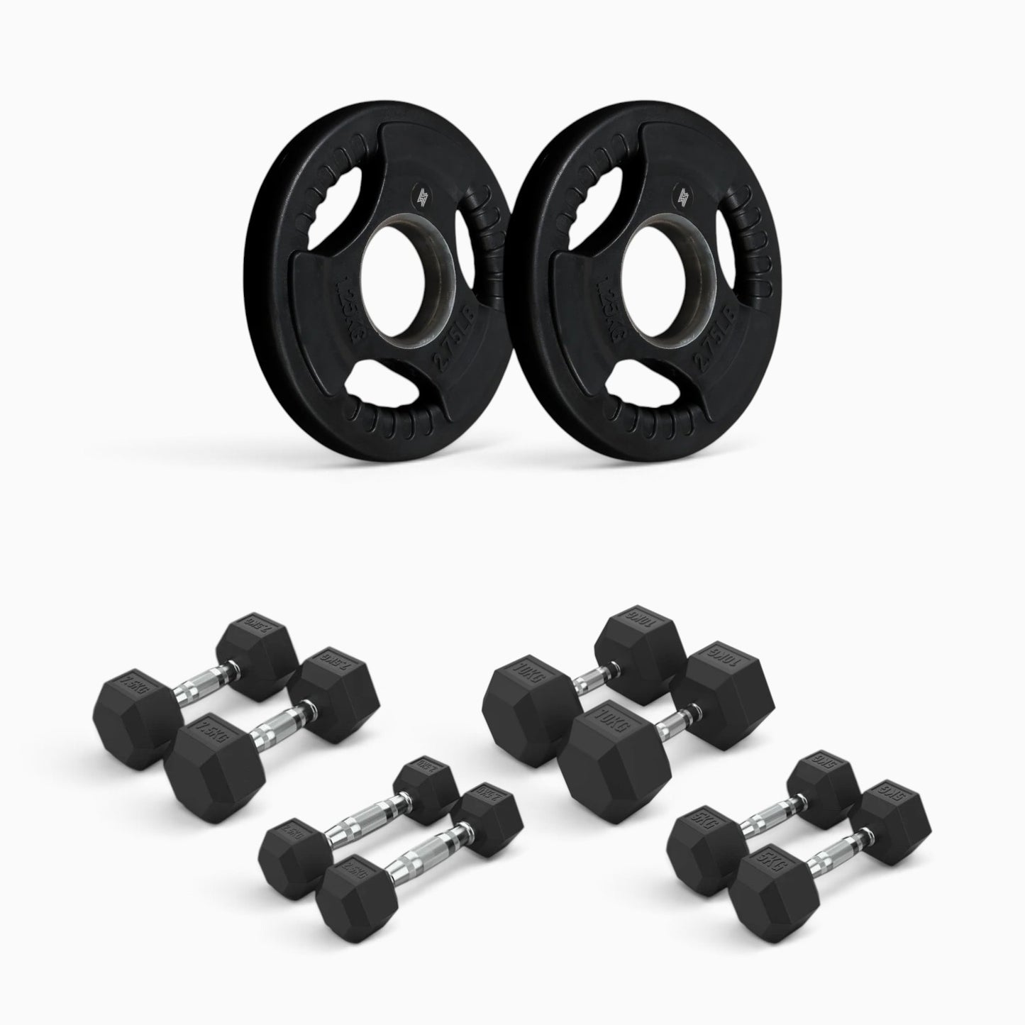 Tri Grip Plate & Dumbbell Package
