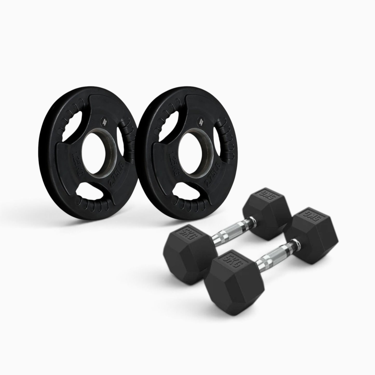 Tri Grip Plate & Dumbbell Package