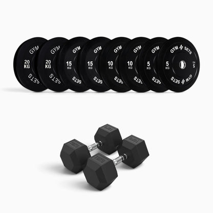Olympic Bumper Plate & Hex Dumbbell Package
