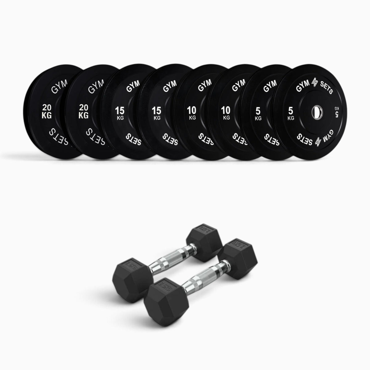 Olympic Bumper Plate & Hex Dumbbell Package