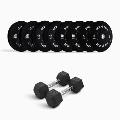 Olympic Bumper Plate & Hex Dumbbell Package