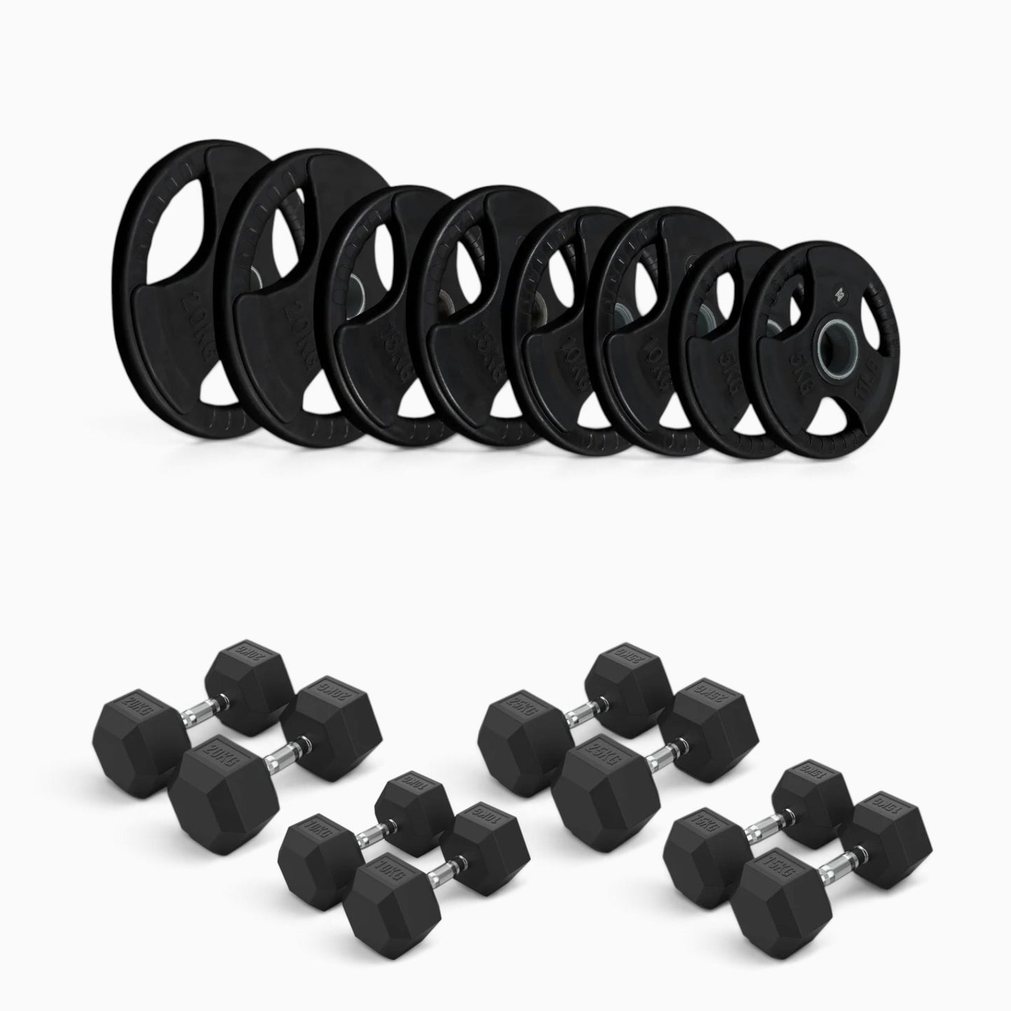 Tri Grip Plate & Dumbbell Package