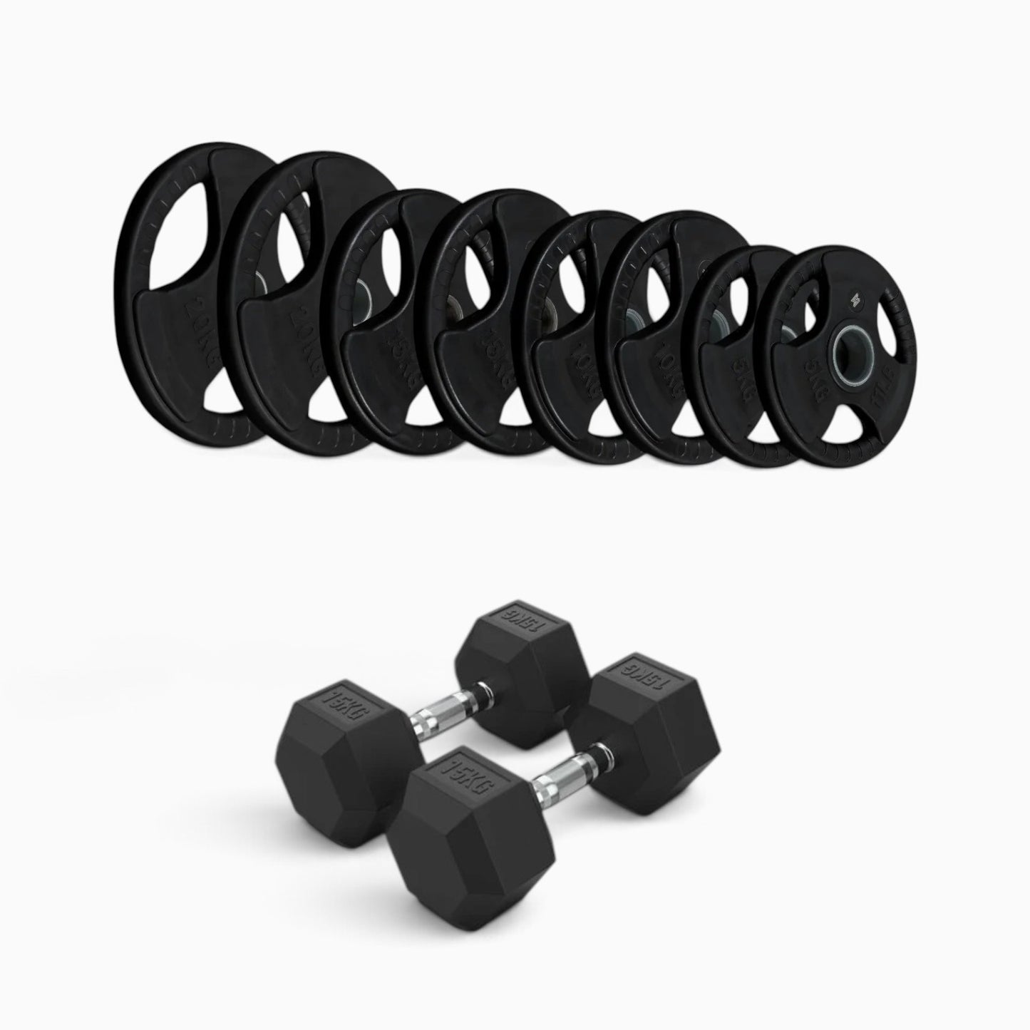 Tri Grip Plate & Dumbbell Package