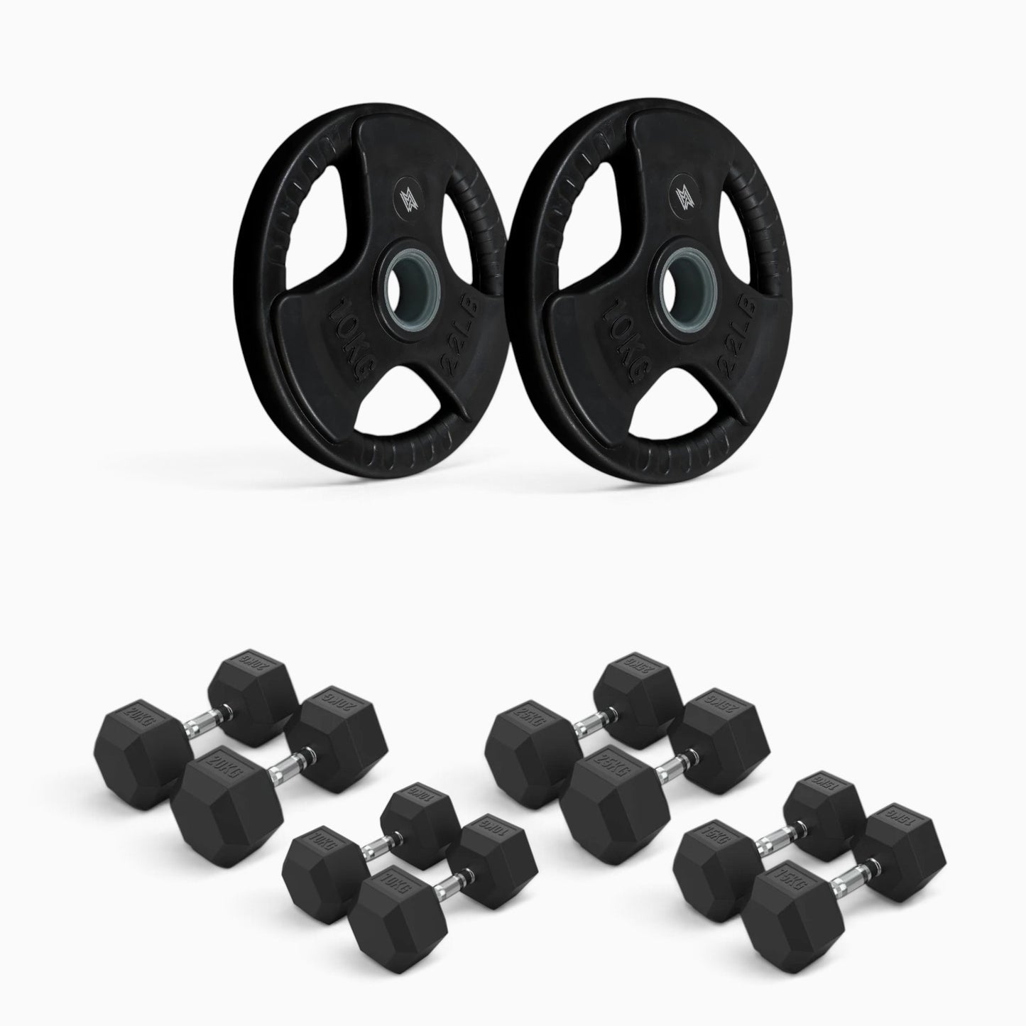Tri Grip Plate & Dumbbell Package
