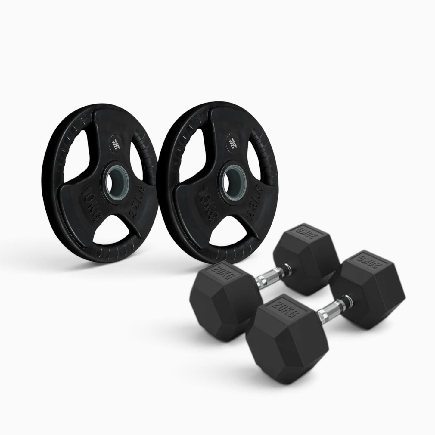 Tri Grip Plate & Dumbbell Package