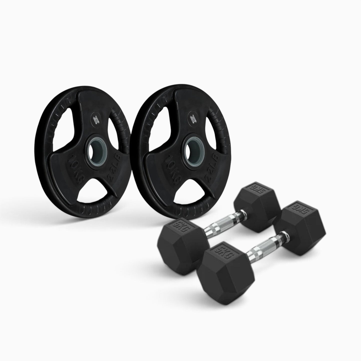 Tri Grip Plate & Dumbbell Package