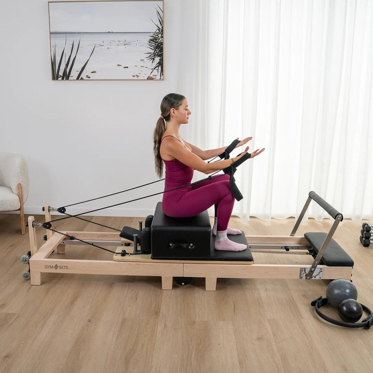 GymSets Oak Reformer Pilates Machine