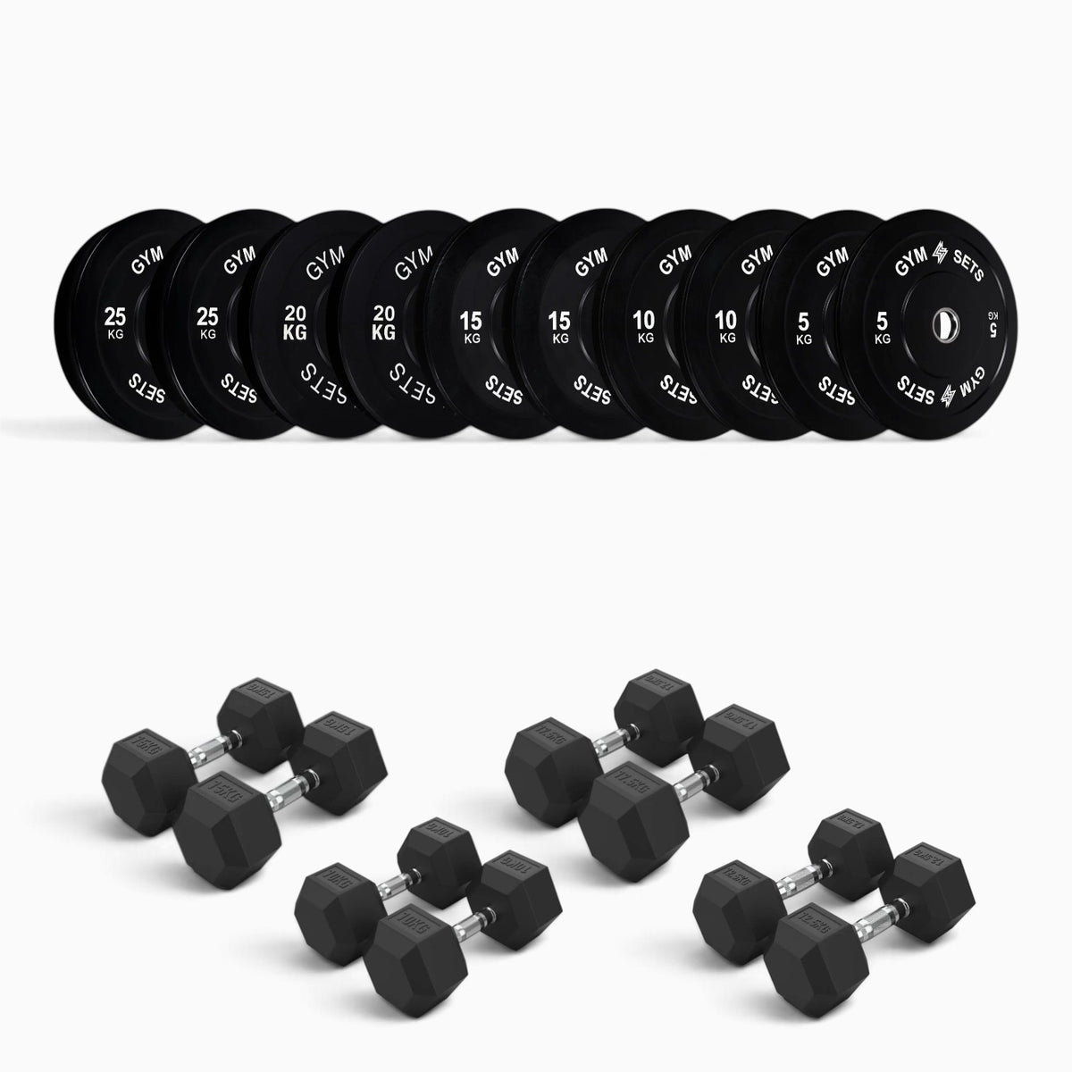 Olympic Bumper Plate & Hex Dumbbell Package
