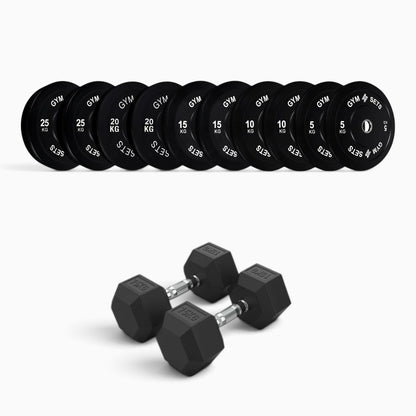 Olympic Bumper Plate & Hex Dumbbell Package
