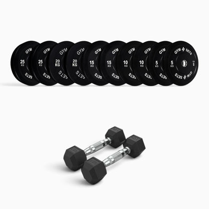 Olympic Bumper Plate & Hex Dumbbell Package