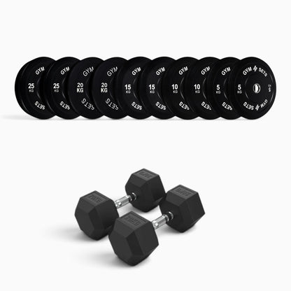 Olympic Bumper Plate & Hex Dumbbell Package