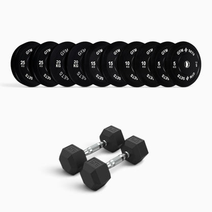 Olympic Bumper Plate & Hex Dumbbell Package