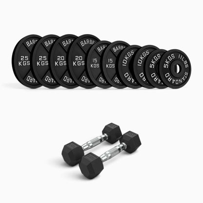 Cast Iron Plate & Hex Dumbbell Package