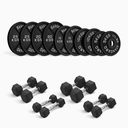 Cast Iron Plate & Hex Dumbbell Package
