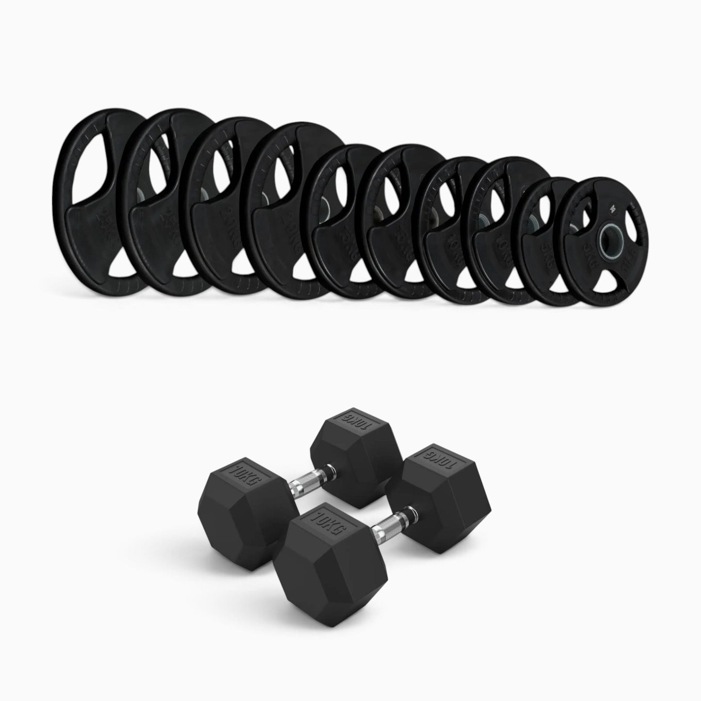 Tri Grip Plate & Dumbbell Package