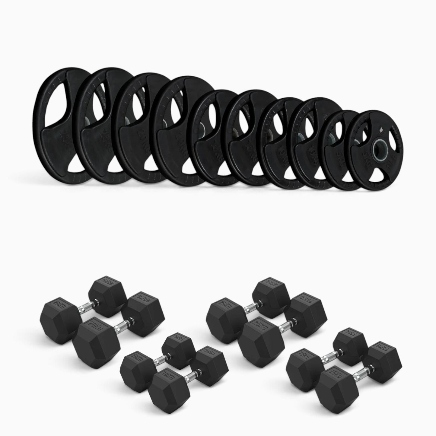 Tri Grip Plate & Dumbbell Package