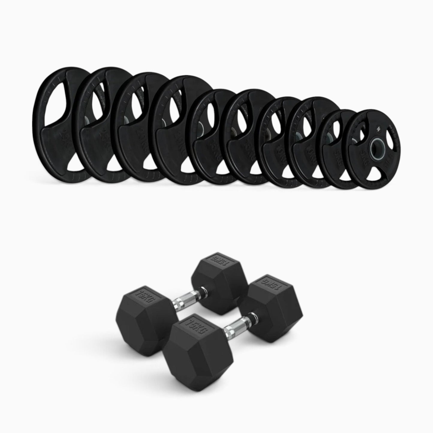Tri Grip Plate & Dumbbell Package