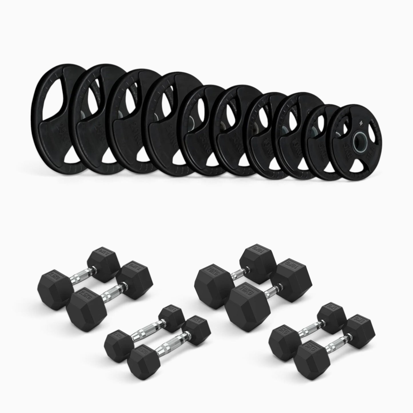 Tri Grip Plate & Dumbbell Package