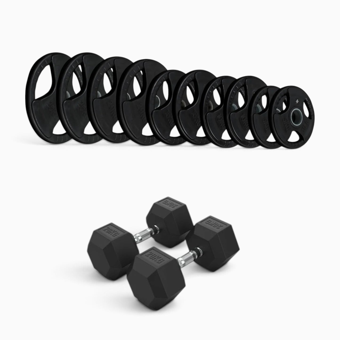 Tri Grip Plate & Dumbbell Package