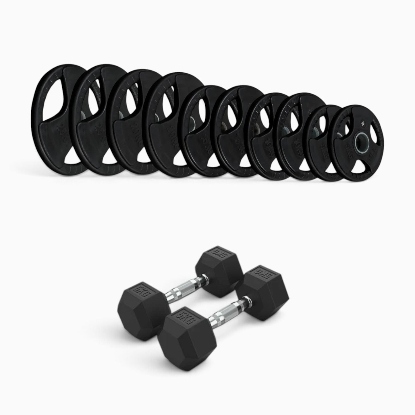 Tri Grip Plate & Dumbbell Package