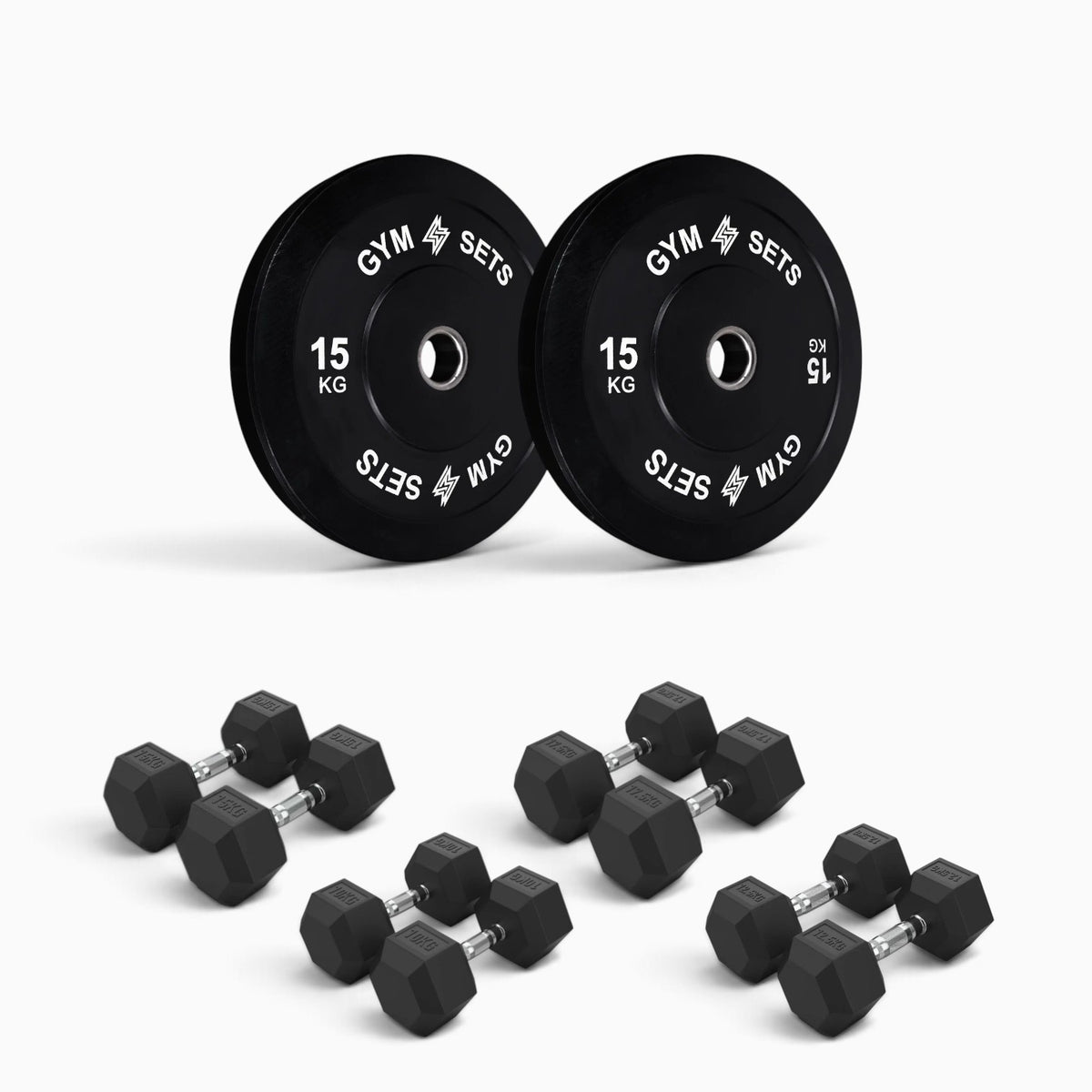 Olympic Bumper Plate & Hex Dumbbell Package