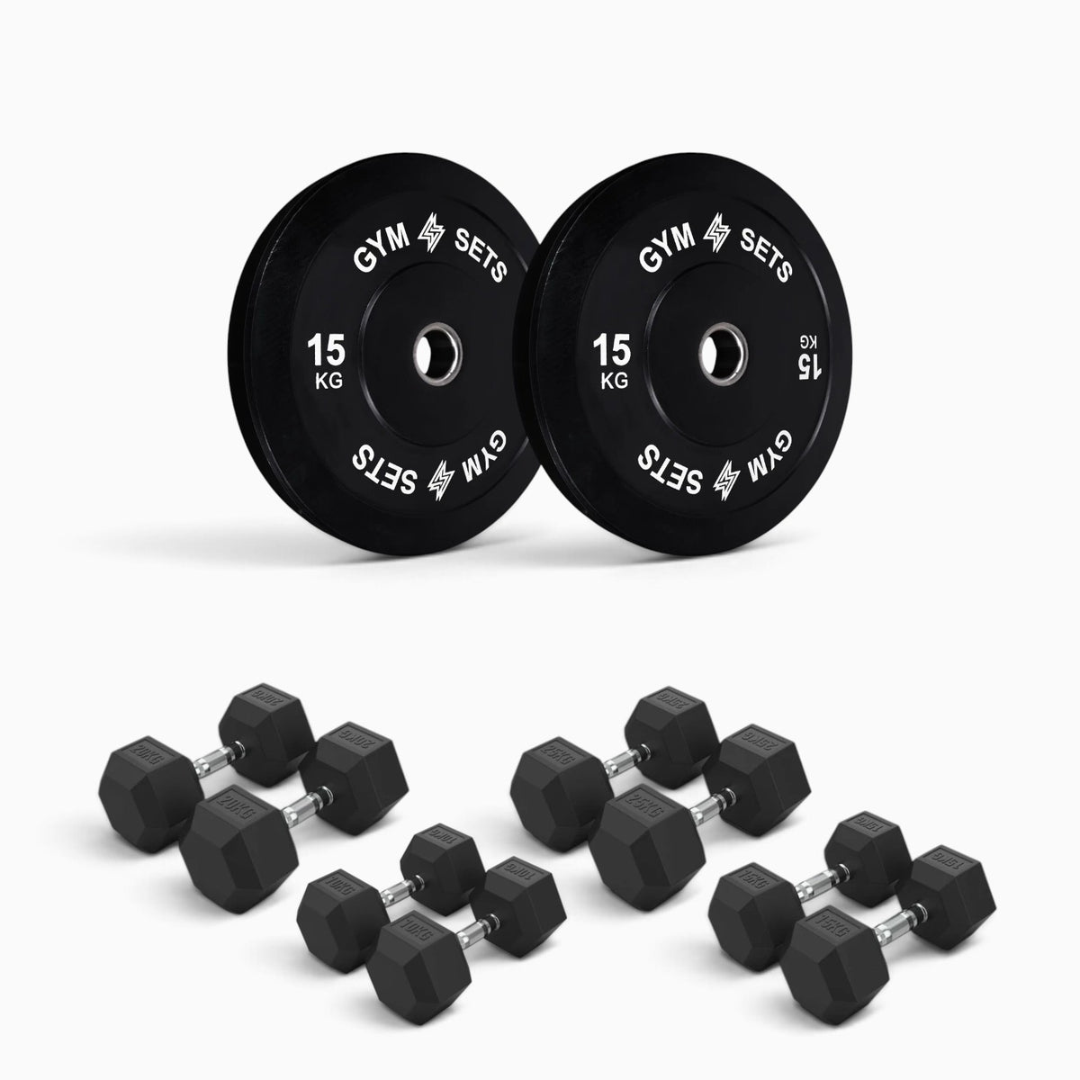 Olympic Bumper Plate & Hex Dumbbell Package