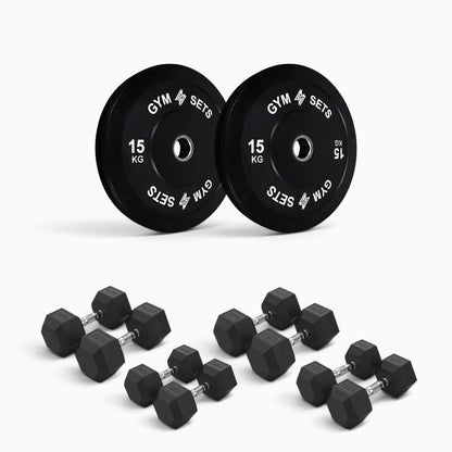 Olympic Bumper Plate & Hex Dumbbell Package