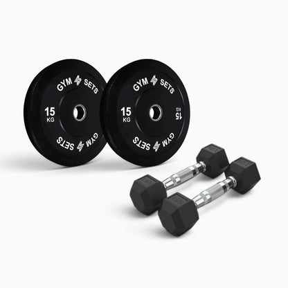 Olympic Bumper Plate & Hex Dumbbell Package