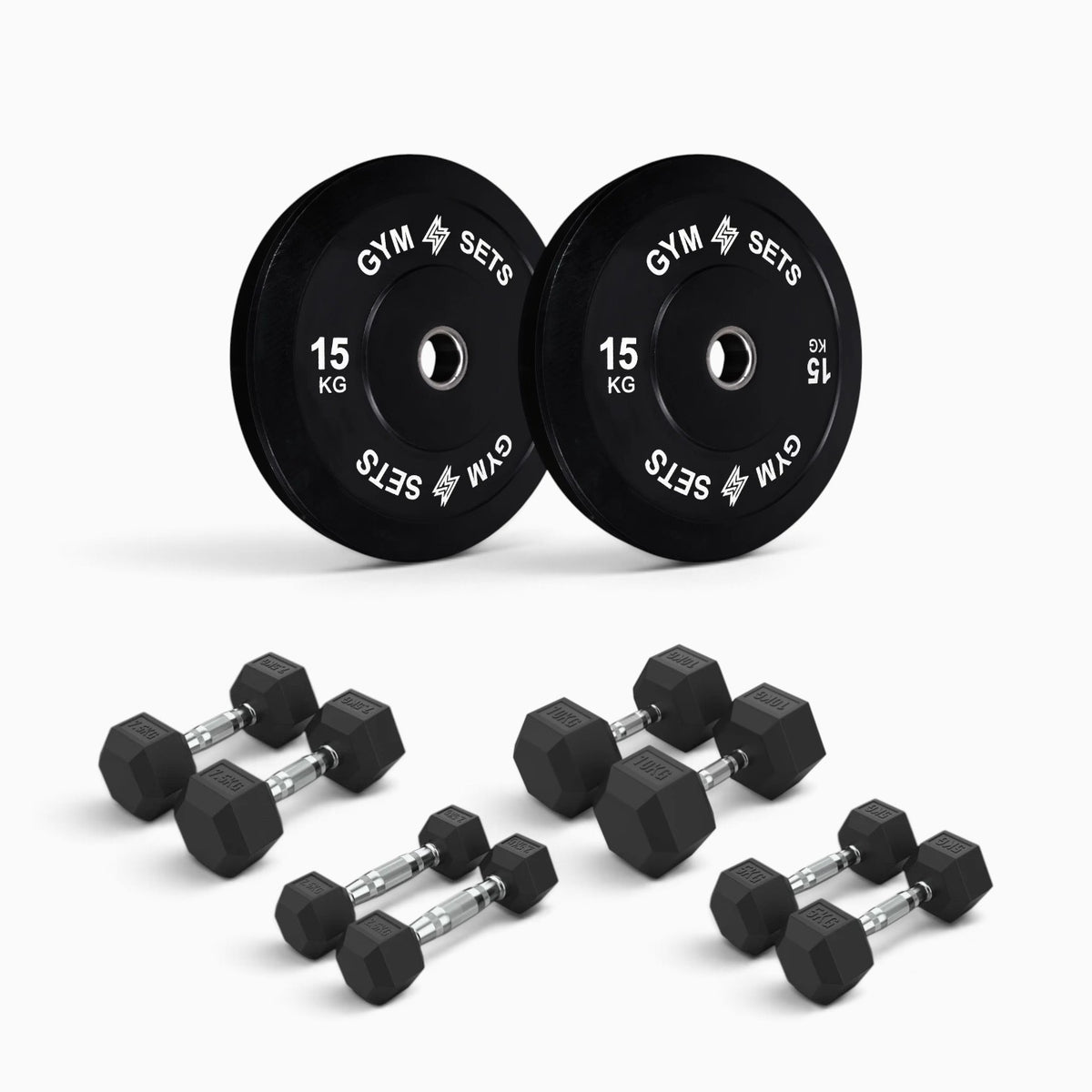 Olympic Bumper Plate & Hex Dumbbell Package