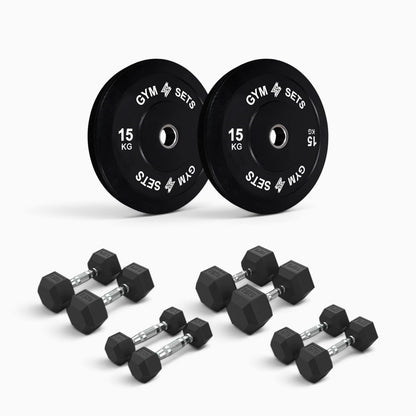 Olympic Bumper Plate & Hex Dumbbell Package